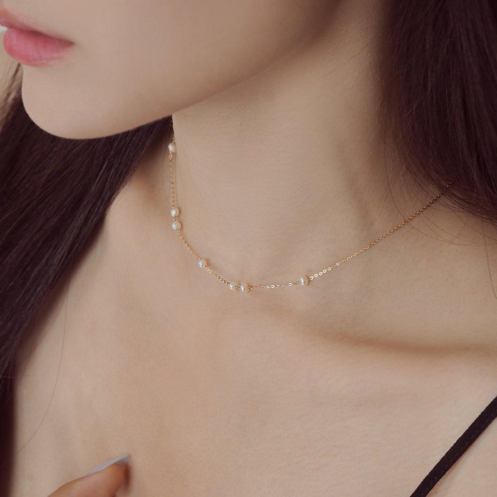 14K Eclat Natural Freshwater Pearl Choker Necklace W