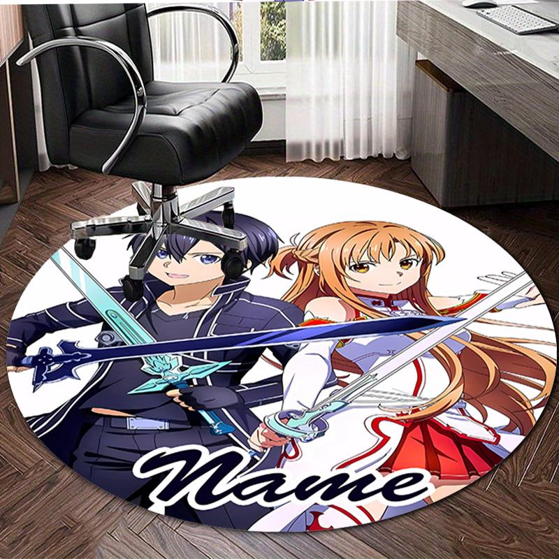 Personalized S-Sword Art Online Round Chair Office Rug - Perfect for Mat, Office Chair & More - Ideal Gift for Birthdays and Holidays