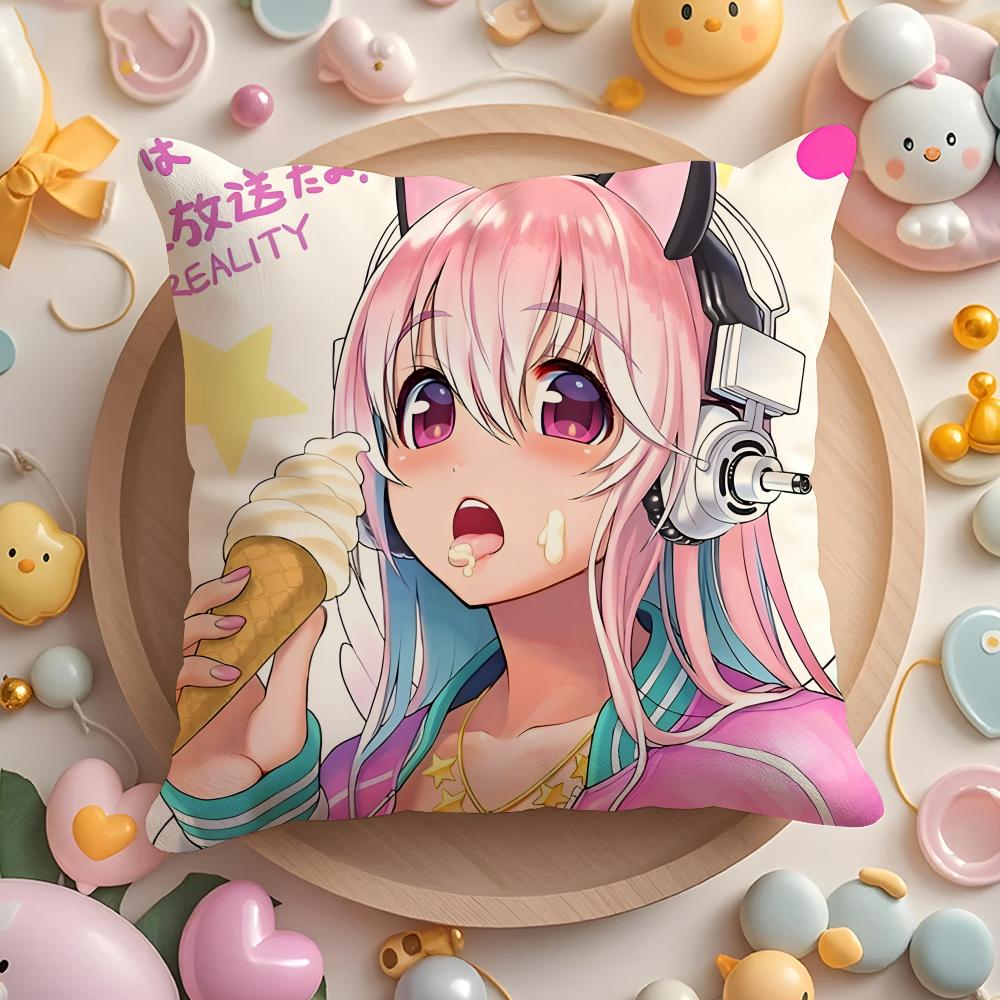 S-SUPER Anime S-SONICO Poszewka na poduszkę do domu i samochodu, wielofunkcyjna - Dwustronna, Miękka i Trwała do codziennego użytku
