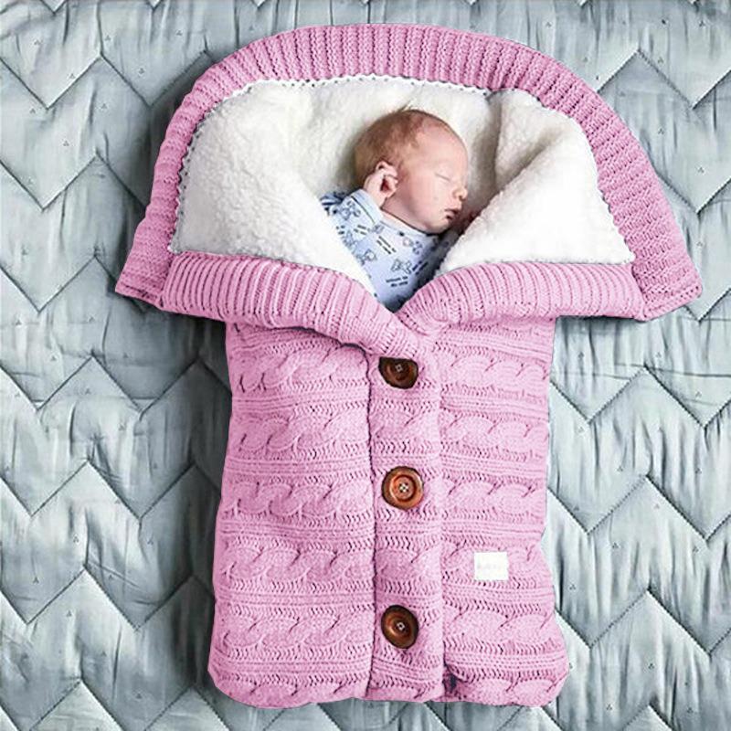 Velvet-Lined Knitted Baby Stroller Sleep Sack