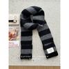 Black and White Striped Plush Small Scarf for Women Autumn and Winter Korean Style  Versatile Thickened  Warm and Cold Proof Narrow Scarf