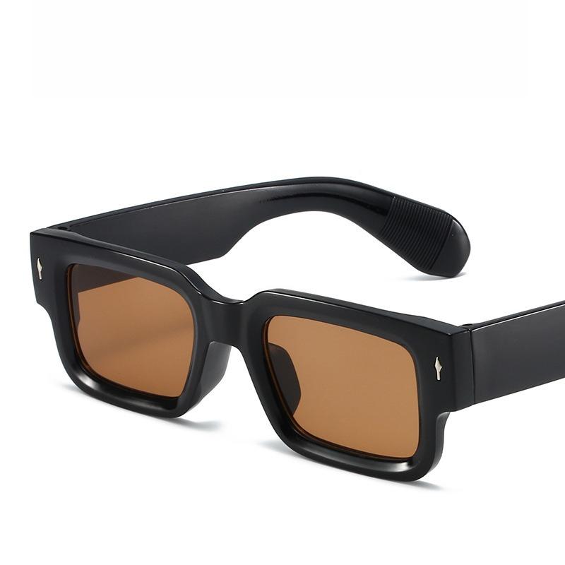 Fashion Retro Thick Leg Square Frame Sunglasses Men Women Popular Brand Small Frame Rice Nail Sun Glasses Oculos De Sol