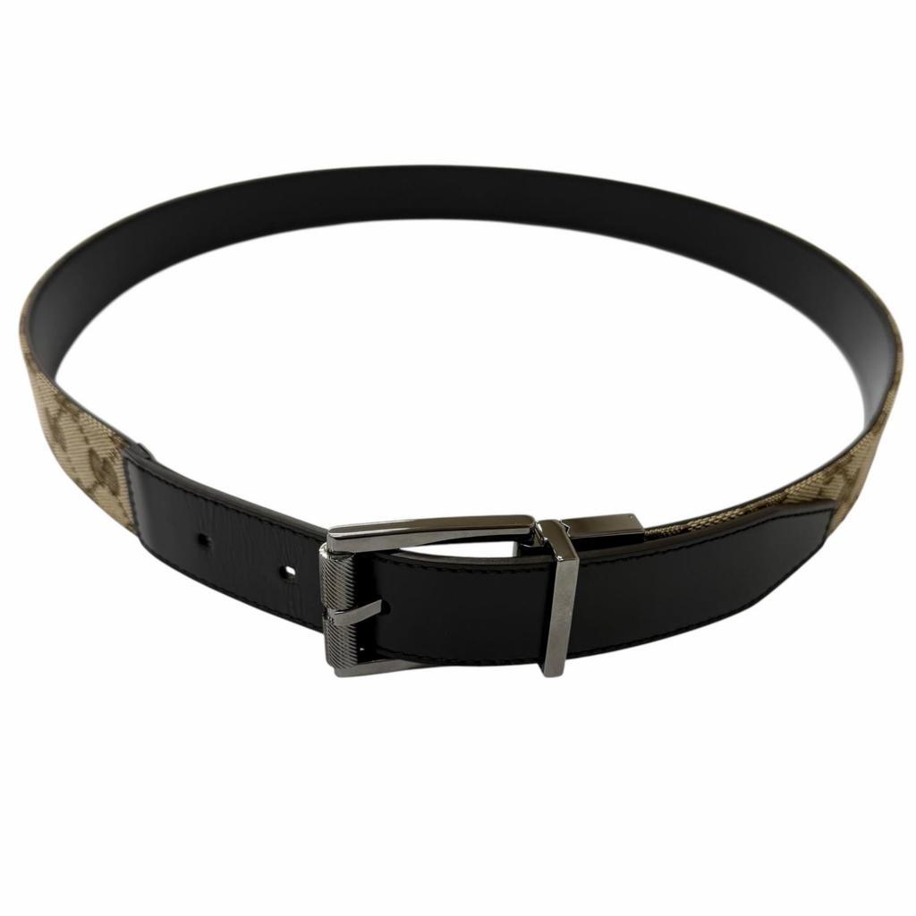 Great GUCCI belt Silver pin buckle beige leather mens Used