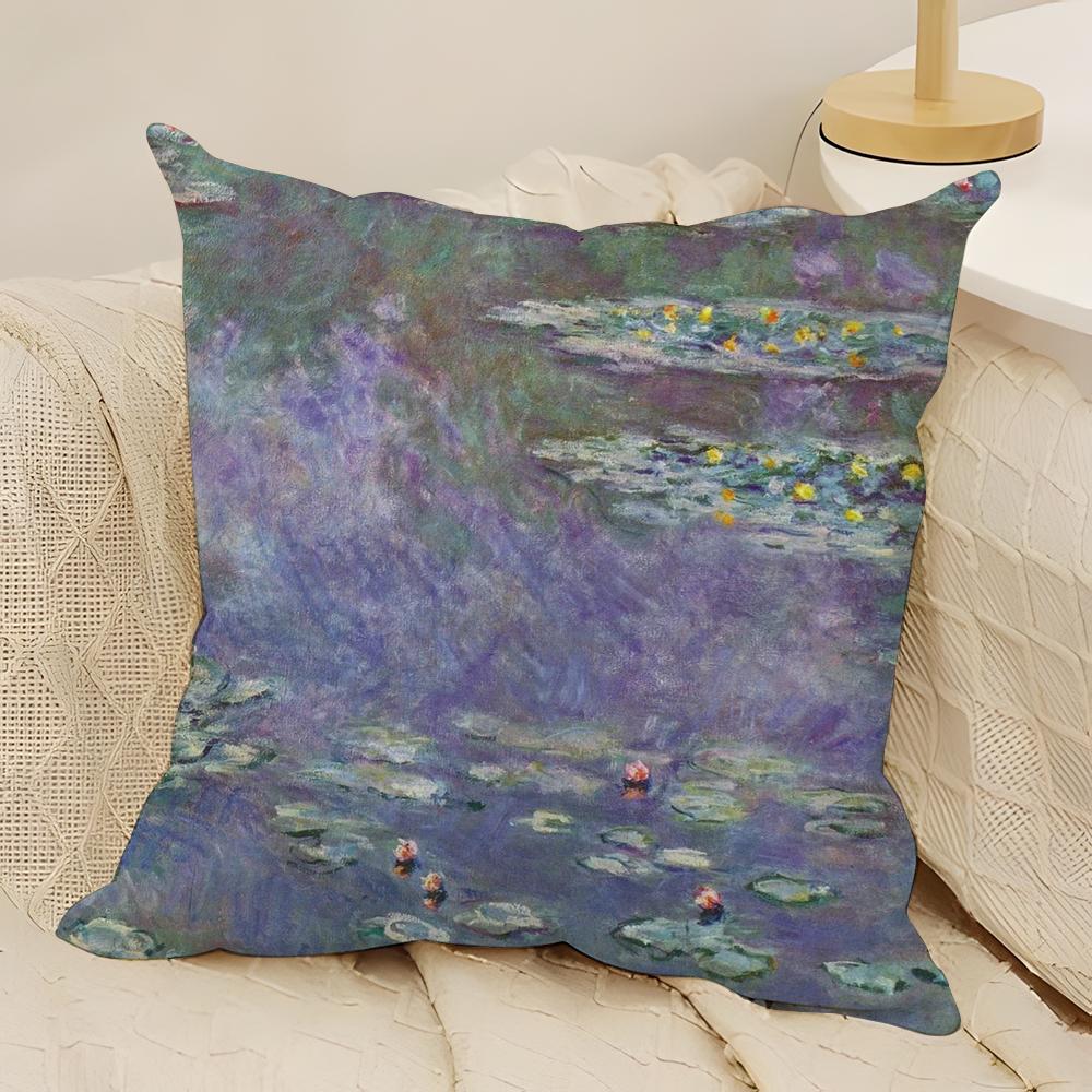 Art Style C-claude M-monet Pillow Case Natural Linen Double-Sided Printing Sofa Home Decor Cushion Cover