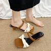 Fashion Square Toe Slippers Women High Heels Sandals Shoes 2025 Trend Summer Dress Open Toe New Casual Pumps Chunky Sandalias De Mujer