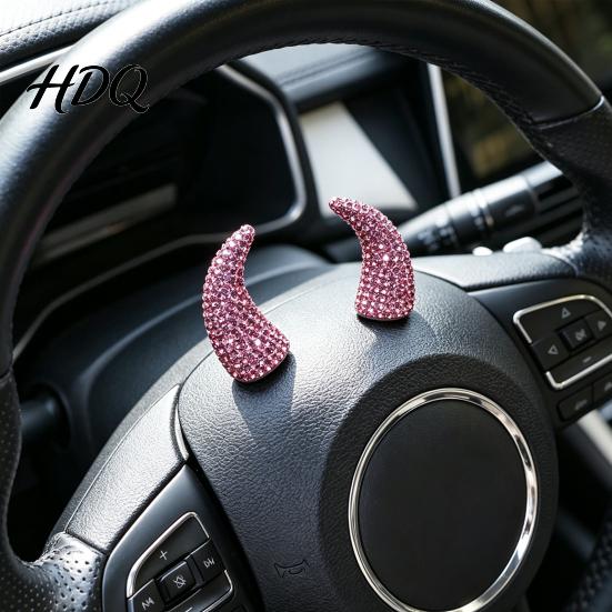 Sparkling Rhinestone Horns for Cosplay 1 Pair Devil Horns Car Dashboard Decor Faux Crystal Demon Hair Themed Gathering Accessories Women Clip