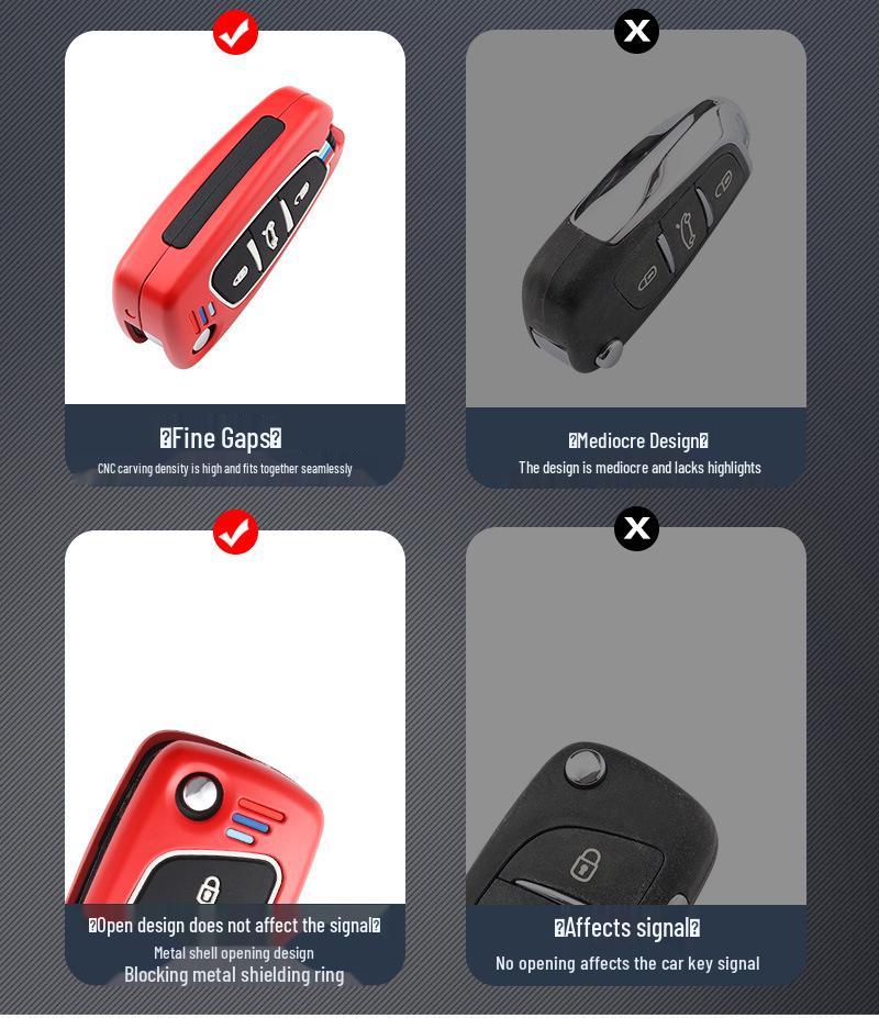 Dongfeng Peugeot Key Case for Models 207, 301, 308, 408, 508, and 3008 with Logo.