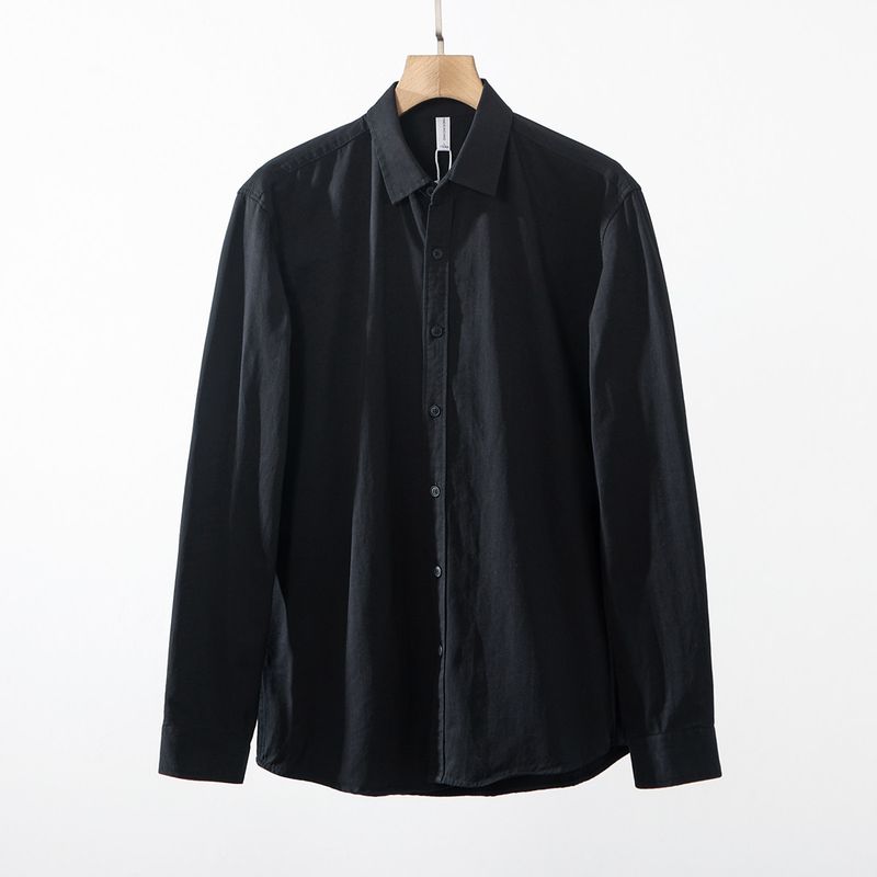 Heavyweight Twill Cotton Washed Comfortable Breathable Loose Casual Turn-Down Collar Long-Sleeve Shirt Men's Spring and Autumn Solid Color Shirt