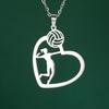 Lightweight Stainless Steel Necklace With Athletic Volleyball Pose And Heart Pendant Neck Chain For Women And Men