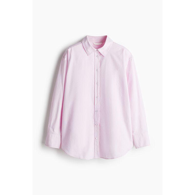 

HM Women s Shirt 2025 Autumn New Arrival Air Conditioning Shirt Loose Long Sleeves French Lapel Oxford Shirt 0925212 Light pink 155/80