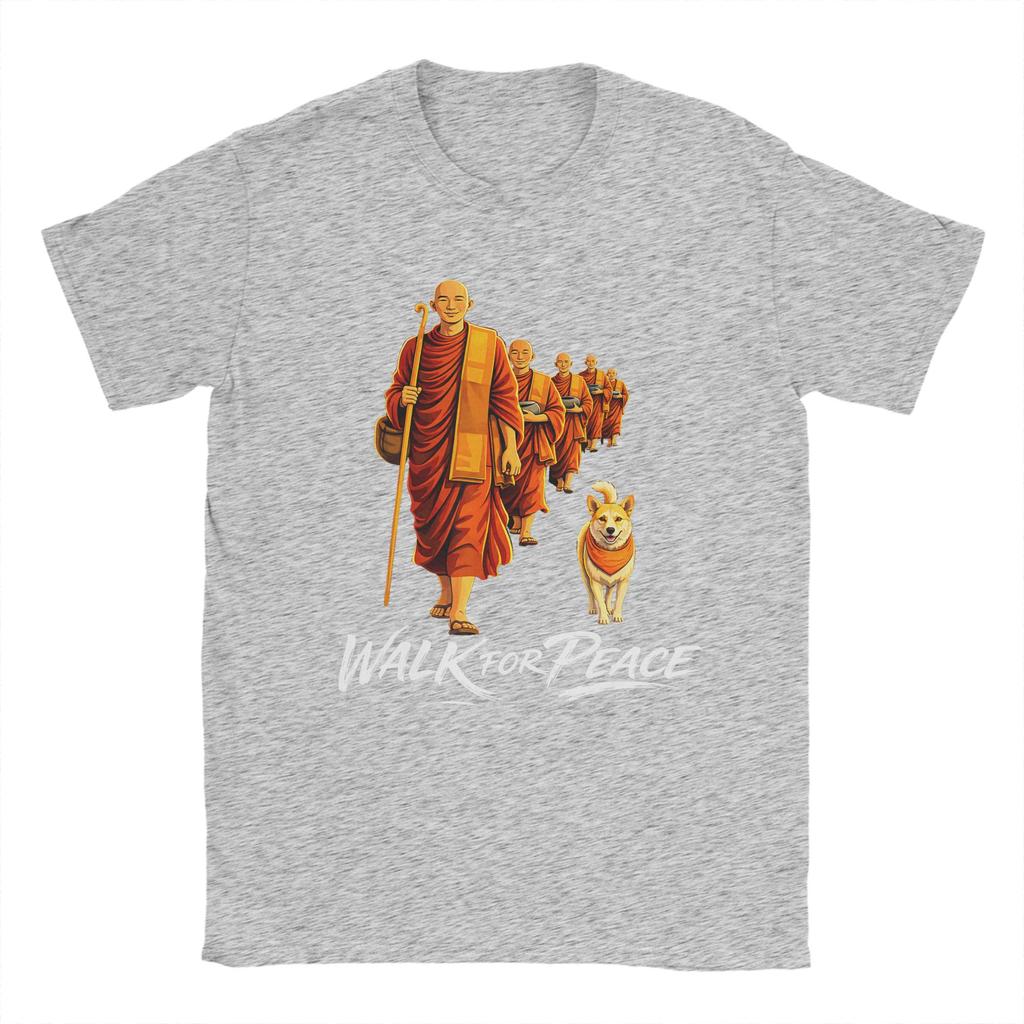Walk For Peace Zen Buddhists Monks Aloka Dog T Shirts Unisex Cotton Vintage TShirts Crewneck  Tee Shirt Short Sleeve Clothing 6XL