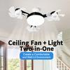 E27 Dimmable LED Screw In Ceiling Fan Lamp with RC & Extension Rod 2 In 1 Hanging Fans 3-Speed for Bedroom Kitchen Working Space
