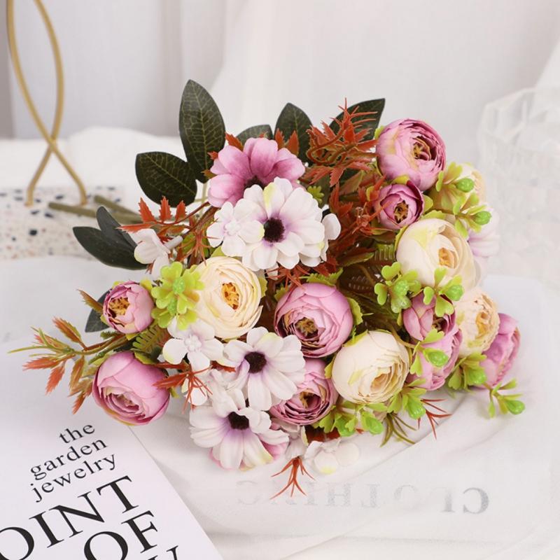 

Ретро Шелк Искусственные Розы Букет Пионовые Розы Цветы Сделай Сам Свадебное Украшение Дома Букет Невесты Искусственные Цветы