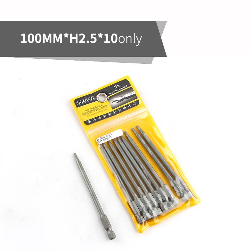100mm S2 Hexagon Screwdriver Bit Set Magnetic Electric Bit Hex Wind Bit For Power Tools H2 H3 H4 H5 H6 H8 H10 H12 H14