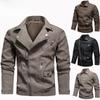 Men's Faux Pigskin PU Leather Jacket with Asymmetrical Zipper and Large Lapels - European/Korean Trendy Style