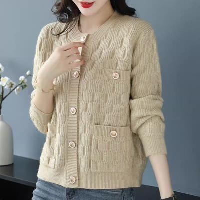 Veste Pull Courte pour Femme, Vêtements d'Automne Amples et Fins, Style Occidental, Petit Parfum, Haut Cardigan Tricoté