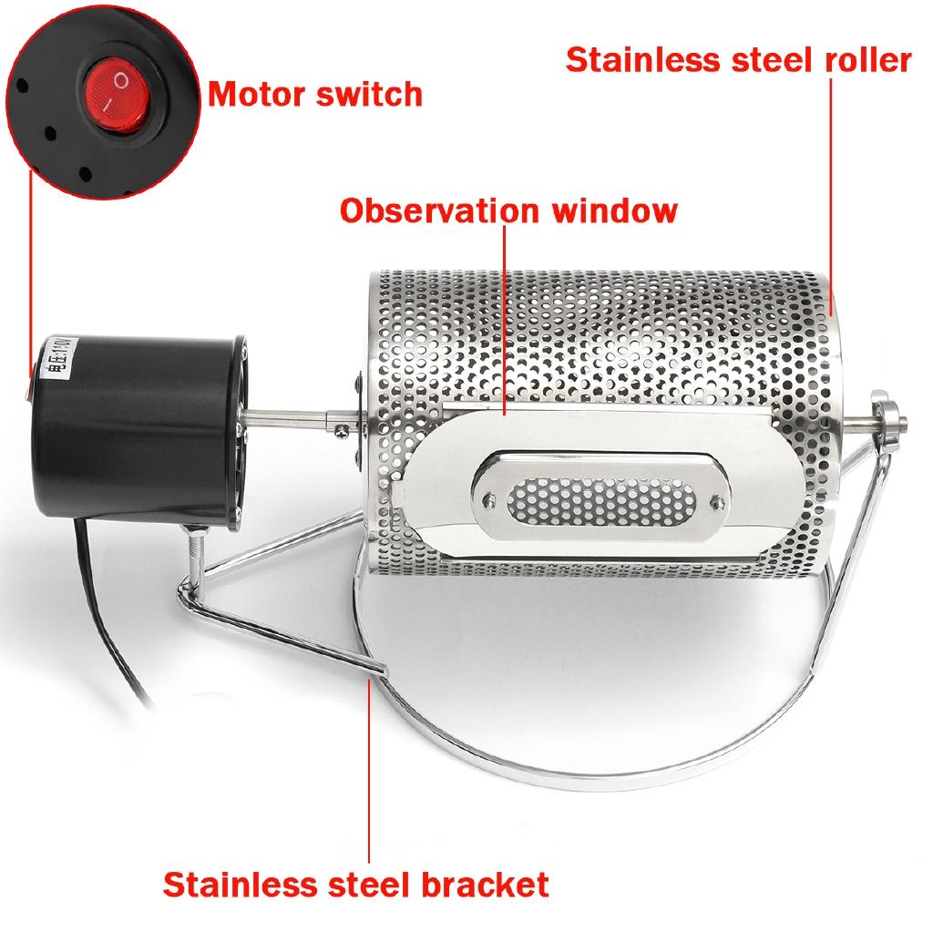 AU 220V Elektrická pražička kávových zrn Domácí kuchyňský stroj Pečení Pražení + Podnos