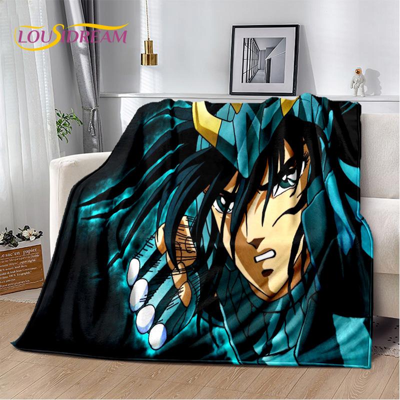 Cartoon Saint Seiya 3D Retro Anime HD Soft Blankets,Keep Warm Flannel Throw Blanket for Picnic Beds Sofa Home Bedroom Gifts Kids