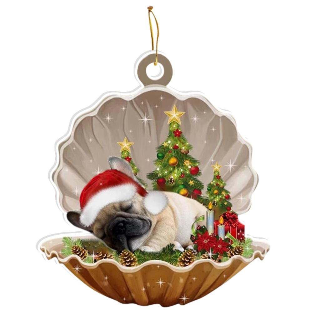 Cute Cartoon Acrylic Car Hanging Decoration For Christmas Tree Shell Sleeping Dog