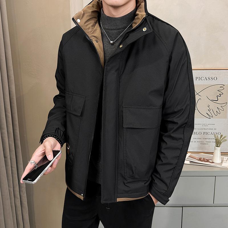 Down jacket% white duck down men's winter new anti-wrinkle stand-up collar loose men's cold-resistant jacket