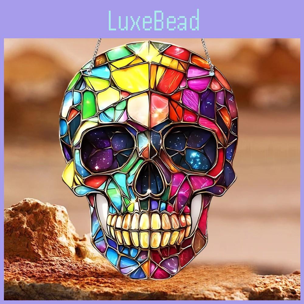 Colorful Fashion Skull Pattern Acrylic Glass Pendant For Halloween Decoration