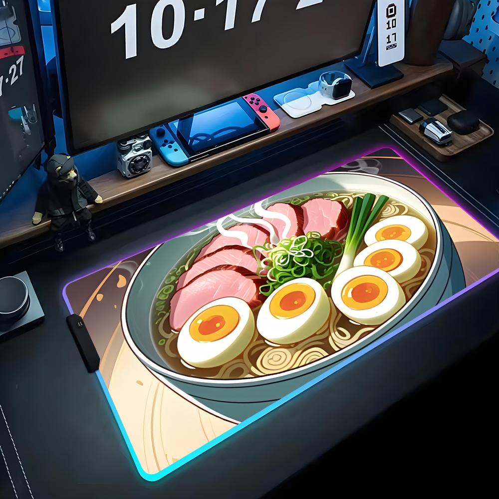 anime ramen Mouse Pad RGB Gaming Mousepad Big LED Pad PC Desk Mat Luminous Mouse Pad Large Keyboard Mats Table Rug With Backlit