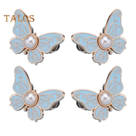 

2/7 пар металлических пуговиц для застежки на талии в форме бабочек, искусственные жемчужины, регулируемые многоразовые зажимы для брюк для самостоятельного изготовления небесно-голубой