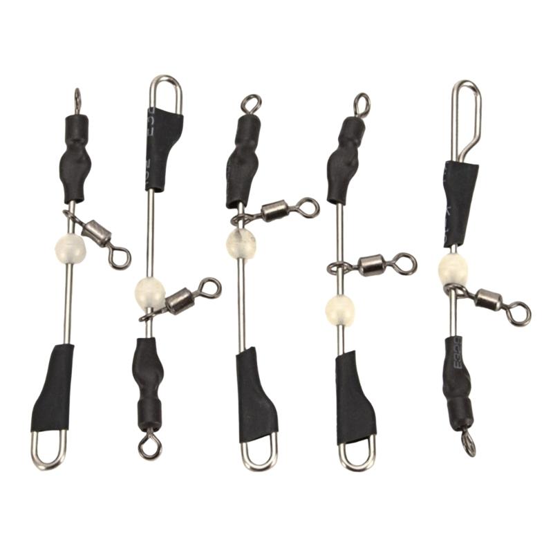 5Pcs/10pcs Fishing Line Rig Lures Connector Heavy Duty Stainless 3 Way Rings Rolling Swivels Fishing Barrels Swivels