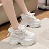 Mode Damen Casual Plateau Sneaker 10CM Hohe Absätze Frühling Sport Leder Dad Schuhe Atmungsaktive Trainer Chunky Sneaker Zapatos Mujer