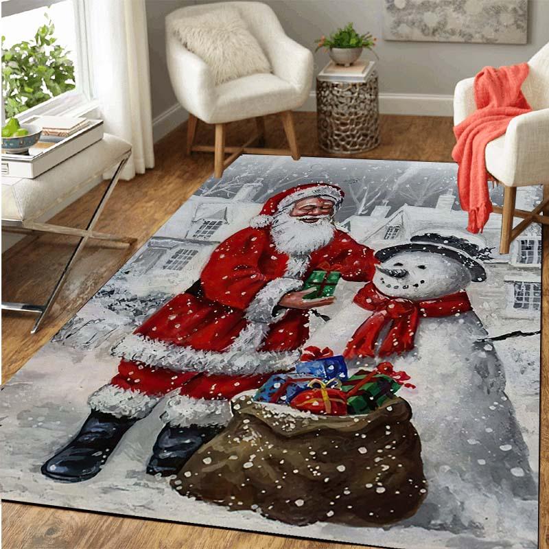 Christmas Santa Claus Carpet for Living Room Decor Hallway Balcony Long Carpet Sofa Table Large Area Rugs Anti-slip Bedroom Mat