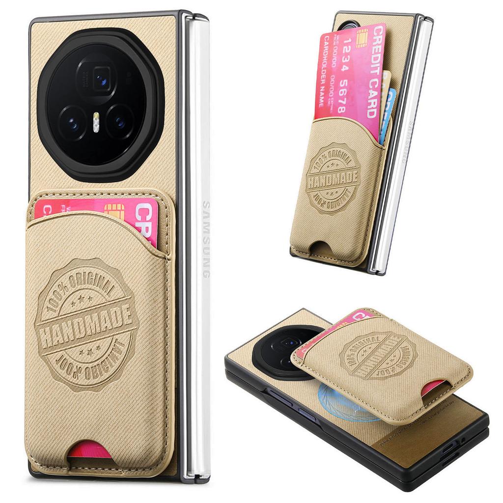 For Honor Magic V3 5G Case Compatible with MagSafe Denim Texture Leather Back Cover with Card Bag