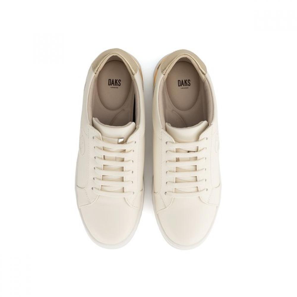 Daks Women Smile Pattern Comfort Height Increase Banding Sneakers Ivory Dlf602ls