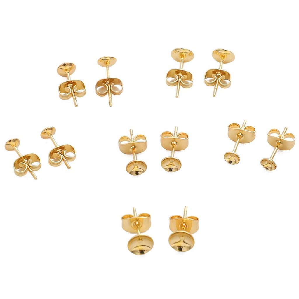 2Pcs Copper Bowl Shaped Imitation Needle Earrings For DIY Jewelry Making Craft Accessories