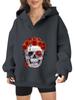2025 new European and American Halloween women's hooded sweater front and rear pattern winter fleece loose casual