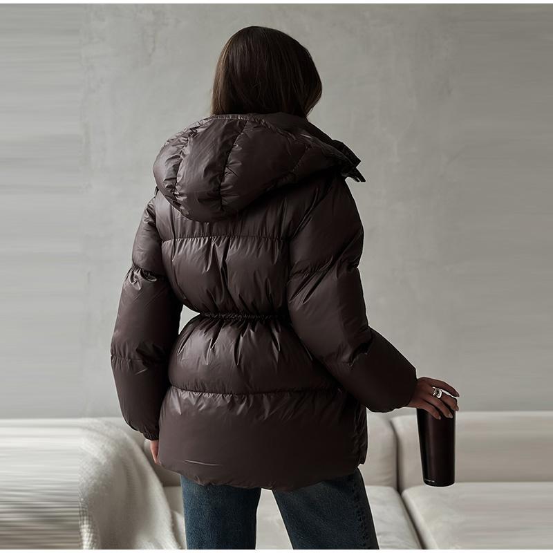 Hooded Zipper Drawstring Padded Jacket Women's Mid-length Padded Jacket New Hot-selling Padded Jacket Winter Warm Padded Jacket