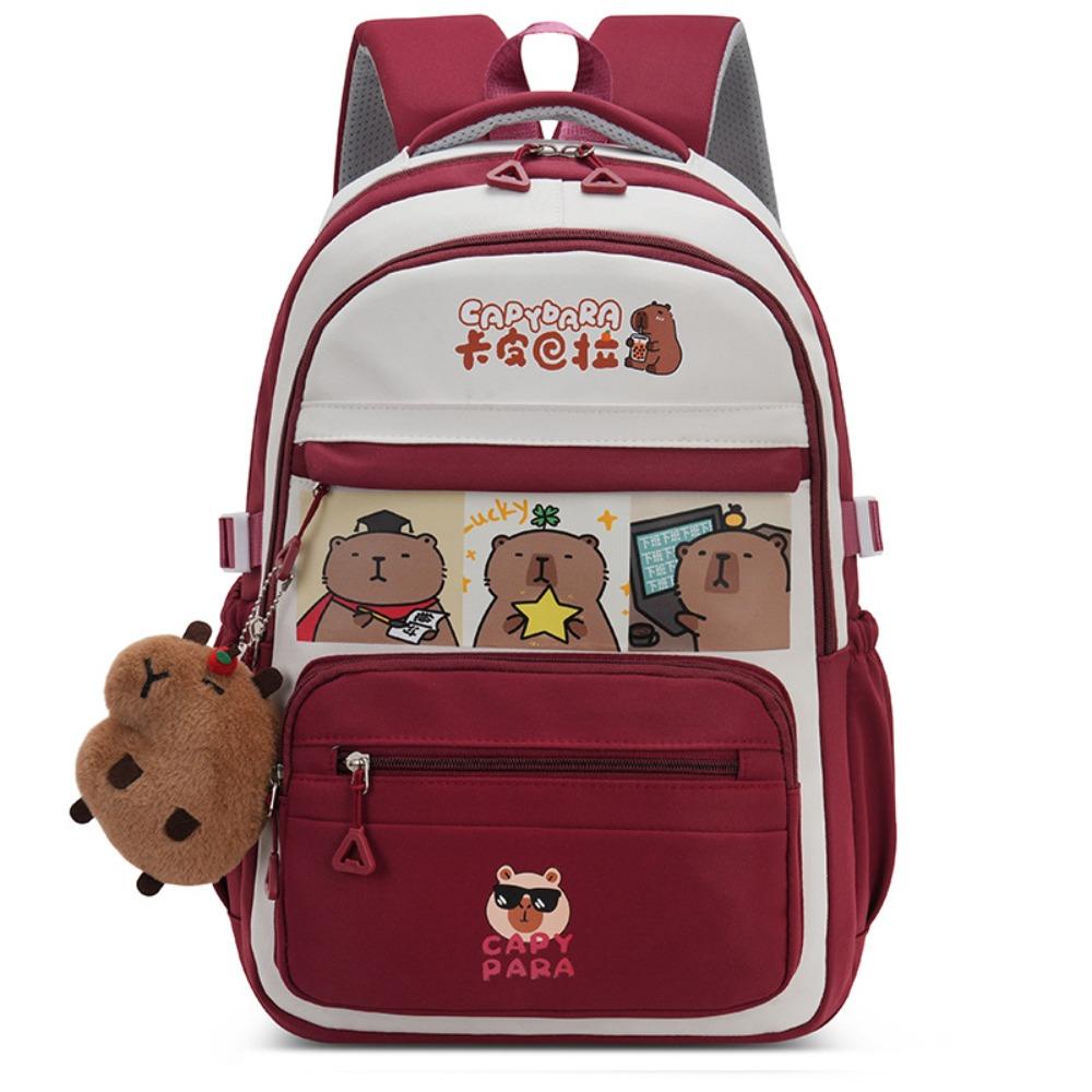 Cartoon Capybara Backpack Casual Style Casual Shoulder Bag Trendy School Bag  Travel
