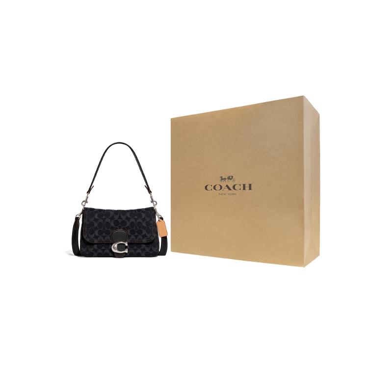 New COACH Soft Tabby Fabric With Cow Leather Shoulder Bag Crossbody Bag Medium Size Women's Black CG094-LHDRJ