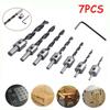High Carbon Steel 7 Pcs Wood Chamfer Countersink Drill Bit Set For Accurate Woodworking