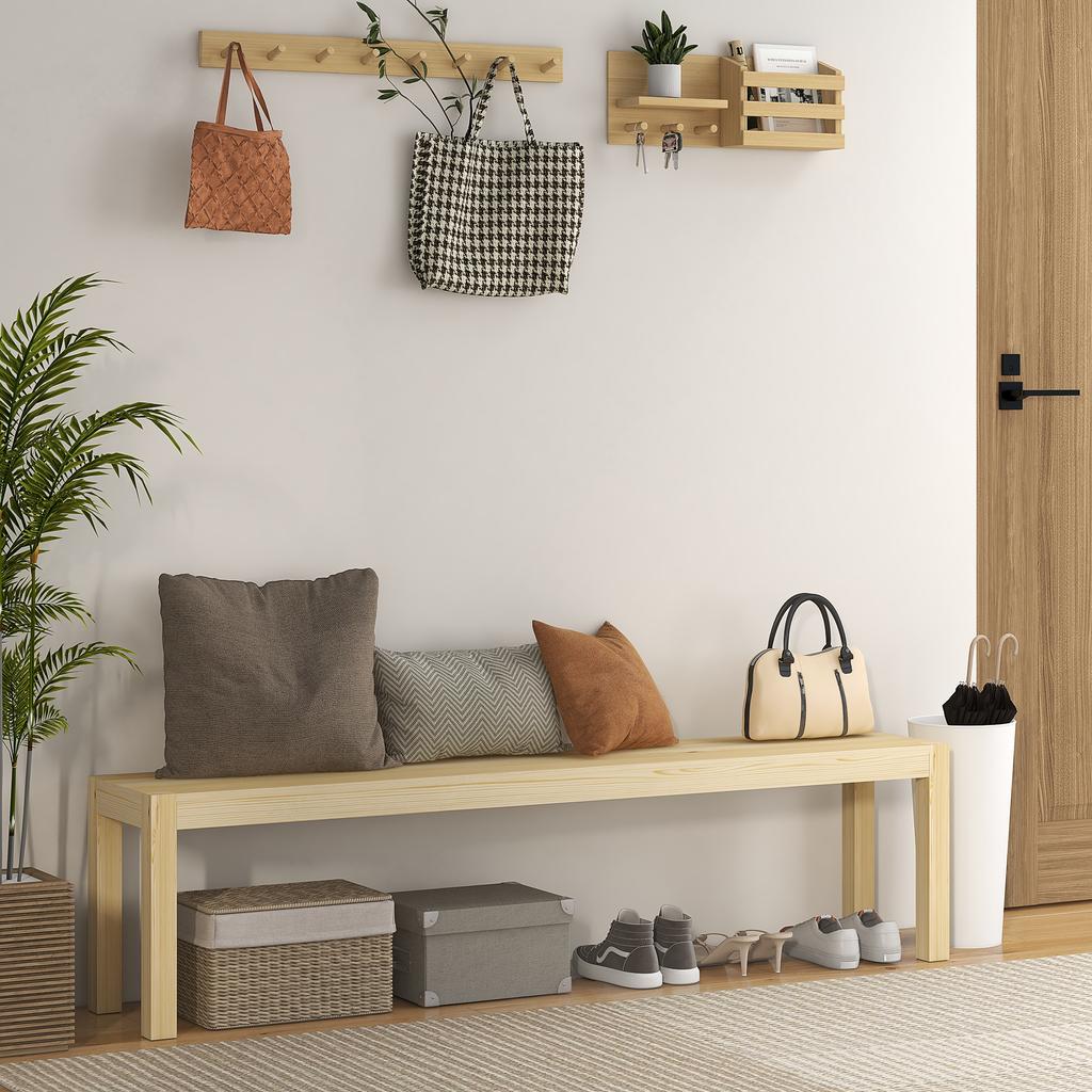 Bank, Sitzplatz für 3 Personen, bis zu 330 kg, Kiefernholz, 175x33x45 cm