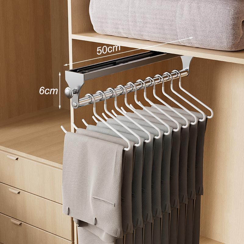

Pull-out Trouser Hangers Wardrobe Organizer Clothes Organizer Pants Hanger Non-Slip Hangers Save Wardrobe Space Closet Storage