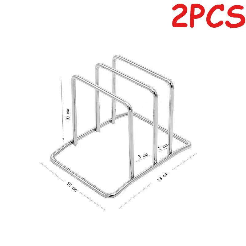 Stainless Steel Multi Slot Pot Lid Cutting Board Holder Countertop Storage Rack for Home Kitchen Utensil Organization