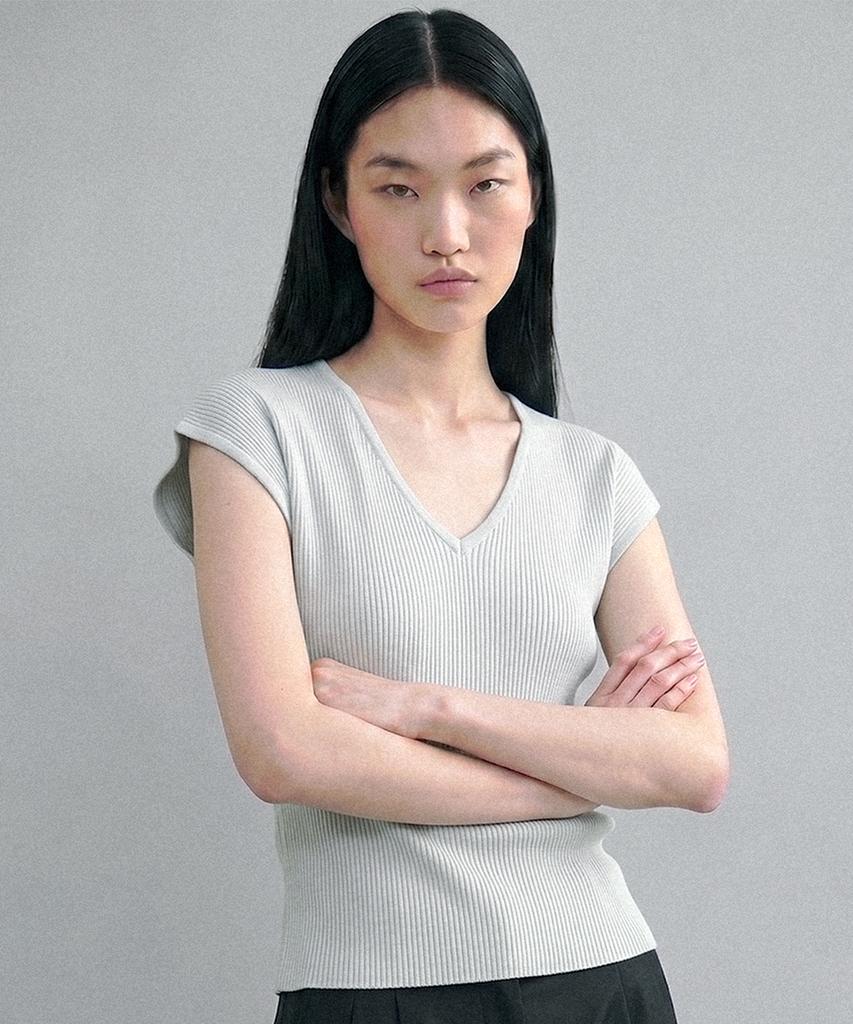 KIMDOH Silenzio V-Neck Top Light Gray