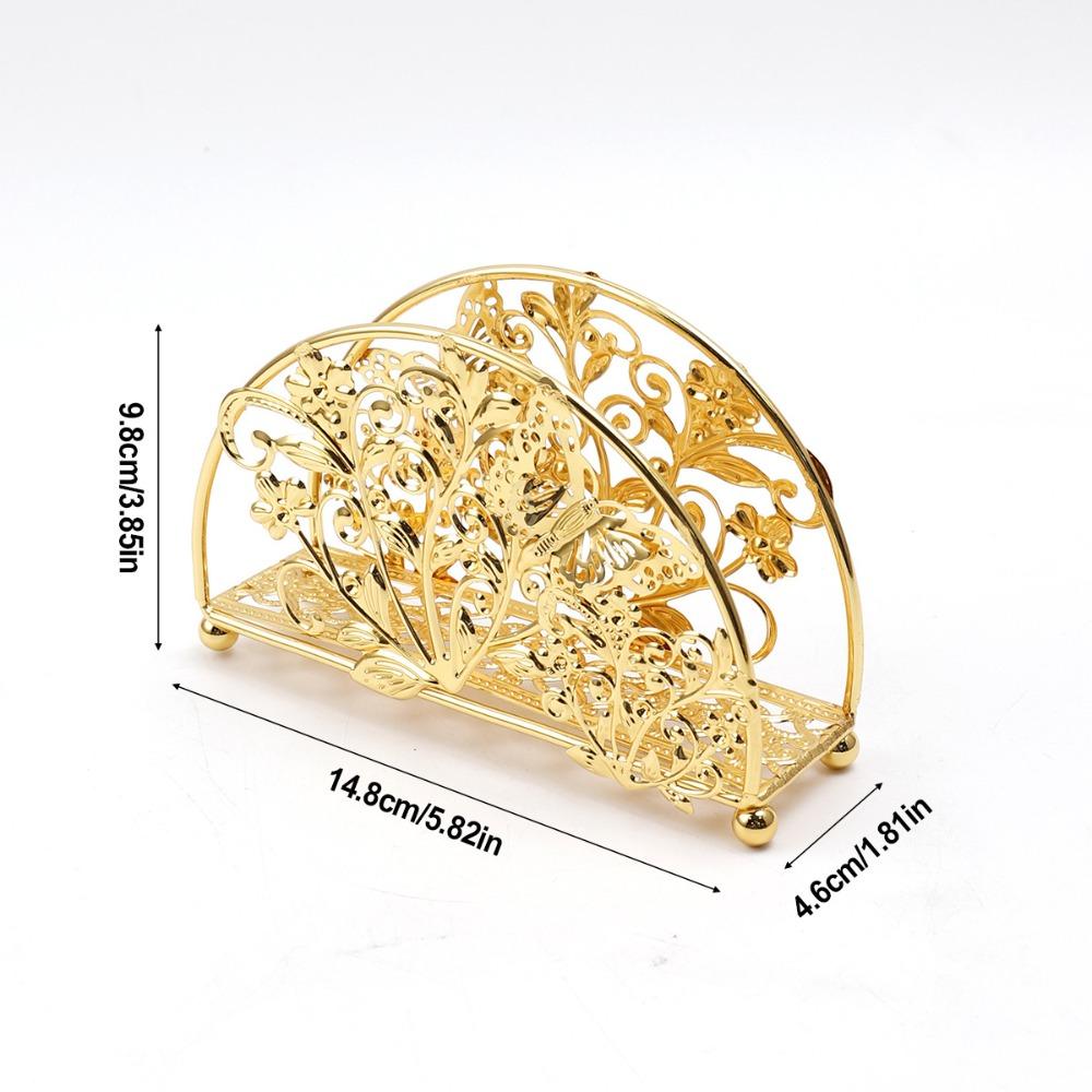 Square Base Iron Napkin Storage Stand Vertical Design Elegant Kitchen Decoration Cafe