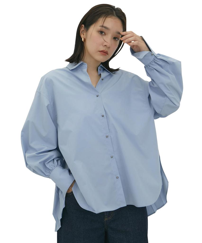 Bis Back Pleated Sax Women's Shirt, Near-Infrared Protection/UV Protection, (48)