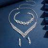 3pcs Bridal Jewelry Set  Plated Rhinestone Fold Clutch Bracelet Tassel Earrings Wedding Jewelry Gift Trendy Style