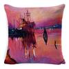 New Linen Pillow Cover Oil Painting Landscape Office Lumbar Pillow Cover Home Sofa Pillow Home Pillow