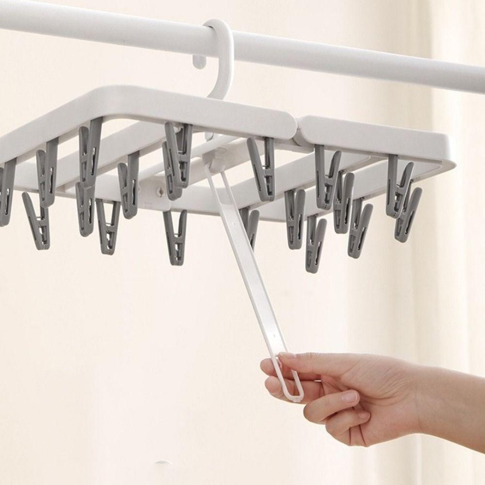 Windproof Collapsible Clothes Drying Rack Plastic Hanging Drying Rack Sock Drying Clip  Travel