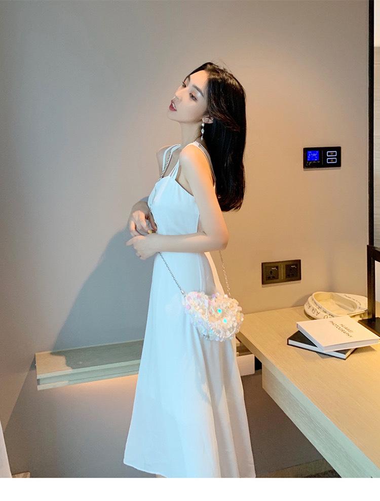 Damen Schlankmachendes Schwarzes Träger-Midikleid - Sommerkollektion 2025