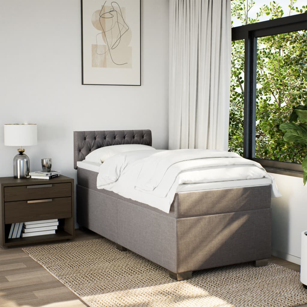 Vidaxl Letto Continentale Con Materasso, Taupe, Tessuto, 90X200 Cm