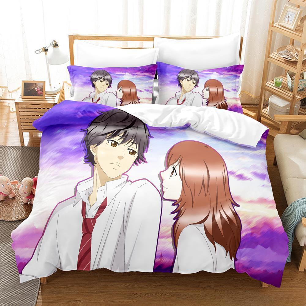 AO HARU RIDE Bettwäsche-Set, Einzel-, Zwillings-, Voll-, Queen- und King-Size-Bettset, Schlafzimmer für Erwachsene und Kinder, Bettbezug-Set, 3D-Druck, Anime-Bettlaken-Set